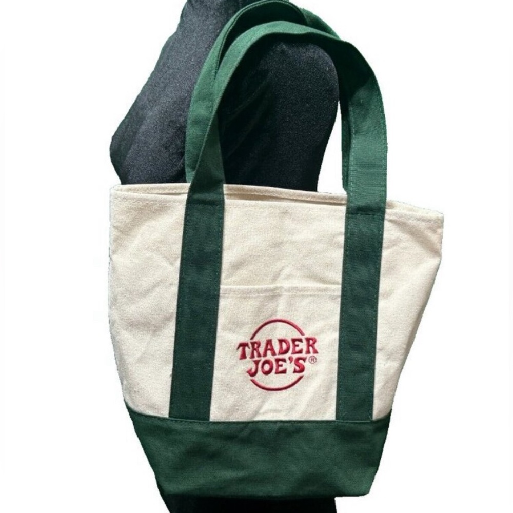 Trader Joe’s mini cavas tote green